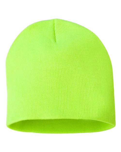 Safety Yellow - Custom Leather Patch 8-Inch Beanie | 403 Custom Cuts