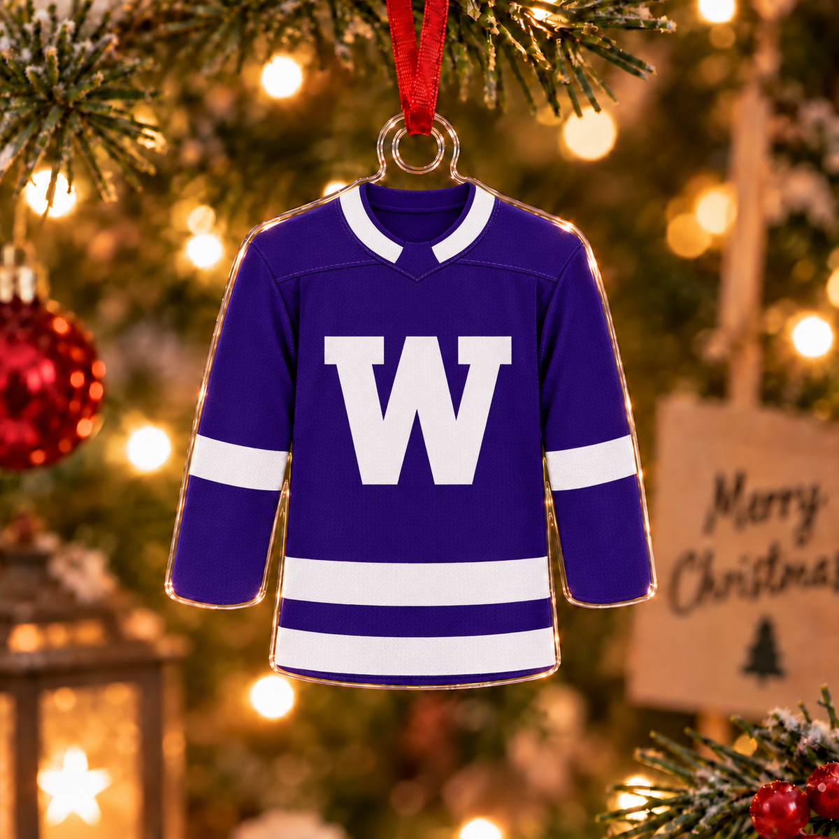 Personalized Hockey Jersey Christmas Ornament - Front & Back