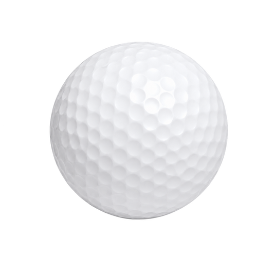 Plain white golf ball showing the dimpled surface.