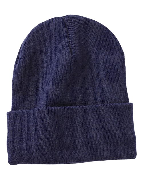 Navy - Custom Leather Patch Sherpa Lined Toque | 403 Custom Cuts