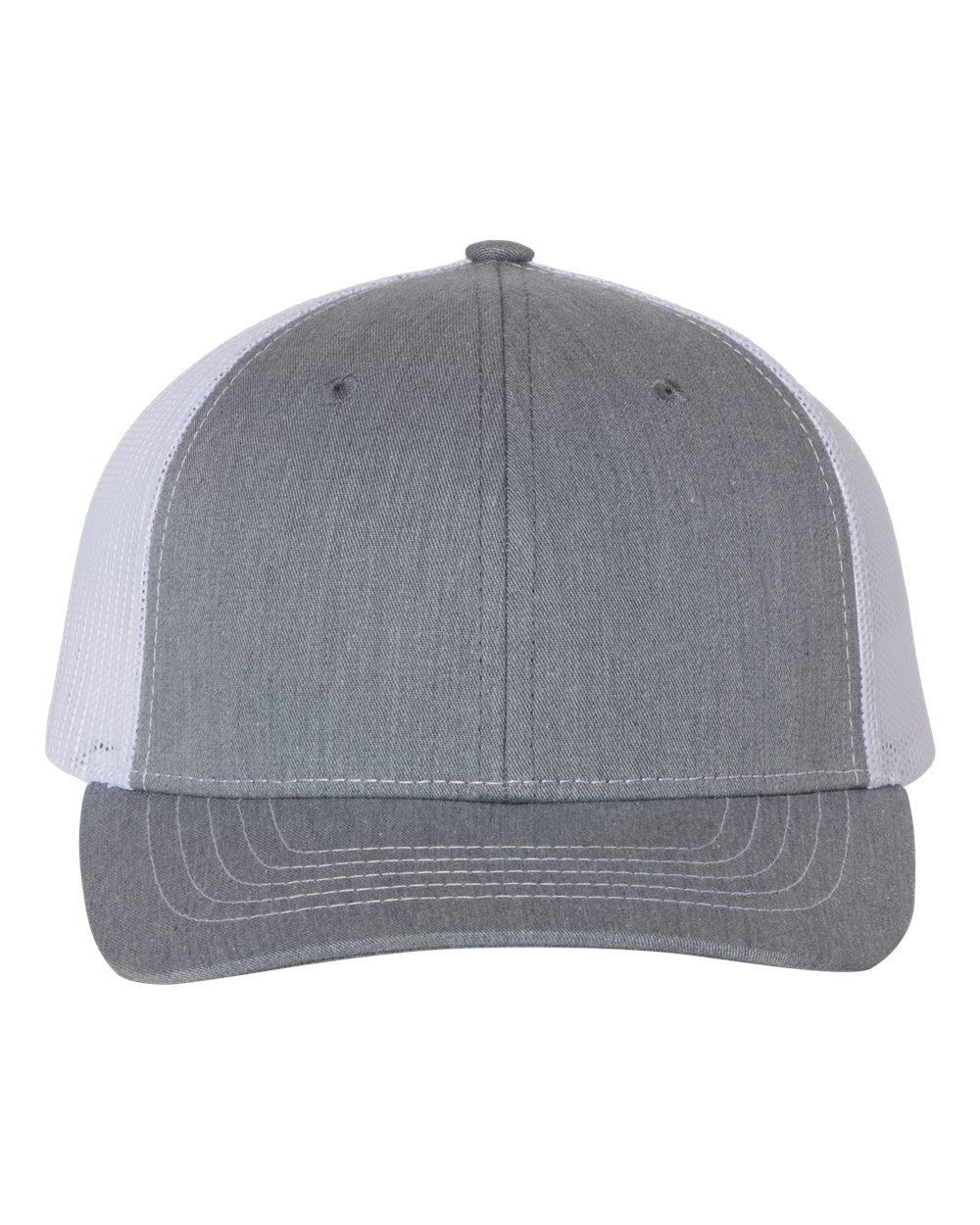 Richardson 112Y youth trucker hat in Heather Grey / White, alternate front view.