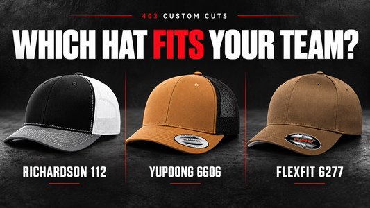 Richardson 112, Yupoong 6606 and Flexfit 6277 hats compared side by side