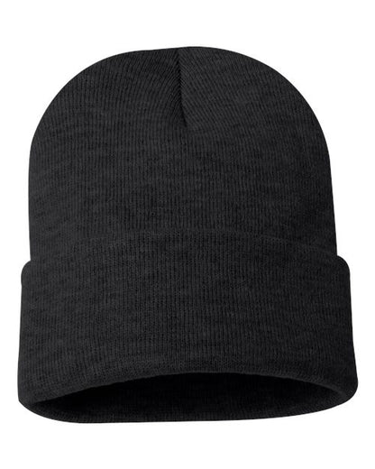 Heather Charcoal beanie hat on a white background