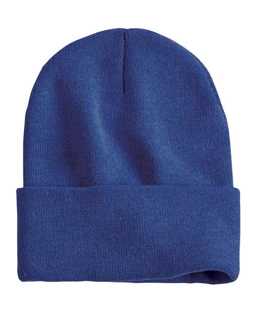Blue beanie on a white background