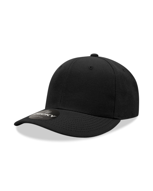 Decky 1015 - 6 Panel Mid Profile Structured Acrylic/Polyester Snapback Cap-Black 403 Custom Cuts