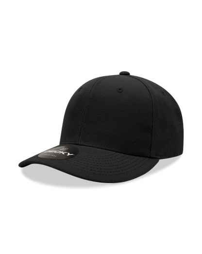 Decky 1015 - 6 Panel Mid Profile Structured Acrylic/Polyester Snapback Cap-Black 403 Custom Cuts