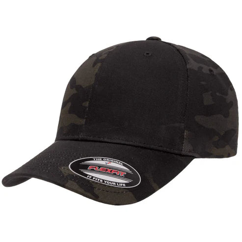 Flexfit 6277 Wooly Combed Cotton Blend Hat - Milti Cam-Black