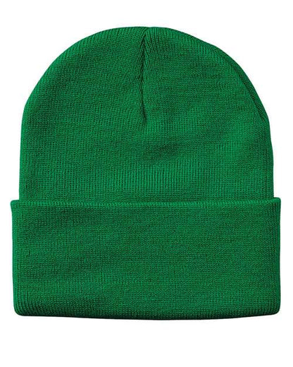 Green beanie on a white background