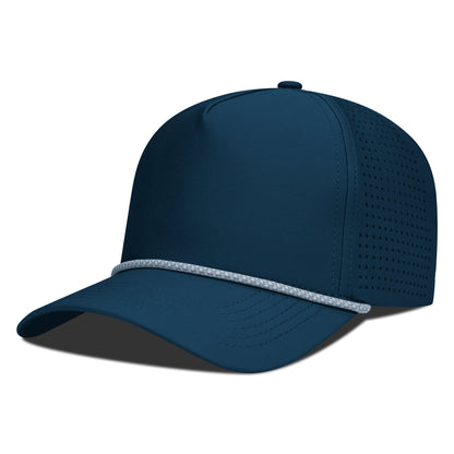 Navy blue baseball cap with a gray brim on a white background