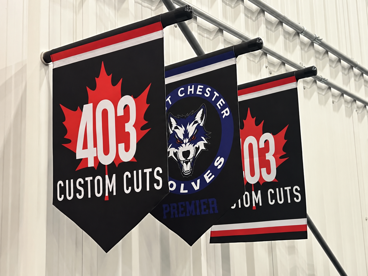 Custom Hockey Dressing Room Door Banner with Magnetic Pole 18x12"