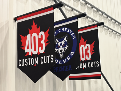 Custom Hockey Dressing Room Door Banner with Magnetic Pole 18x12"