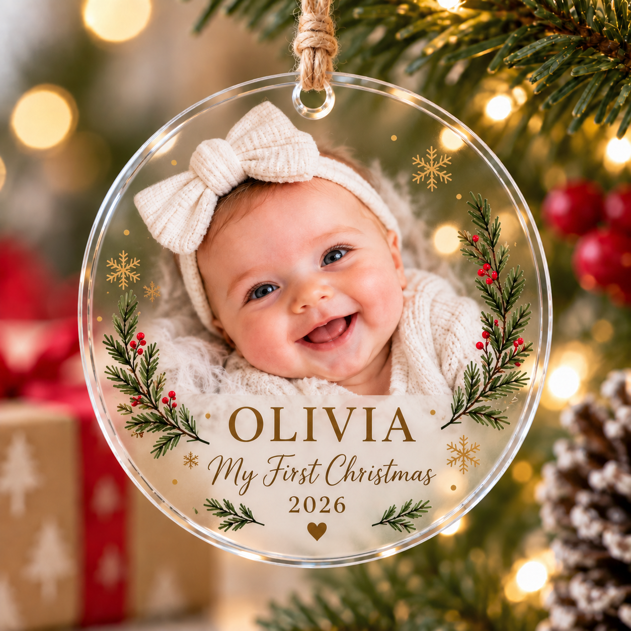 Personalized Baby's First Christmas Photo Ornament