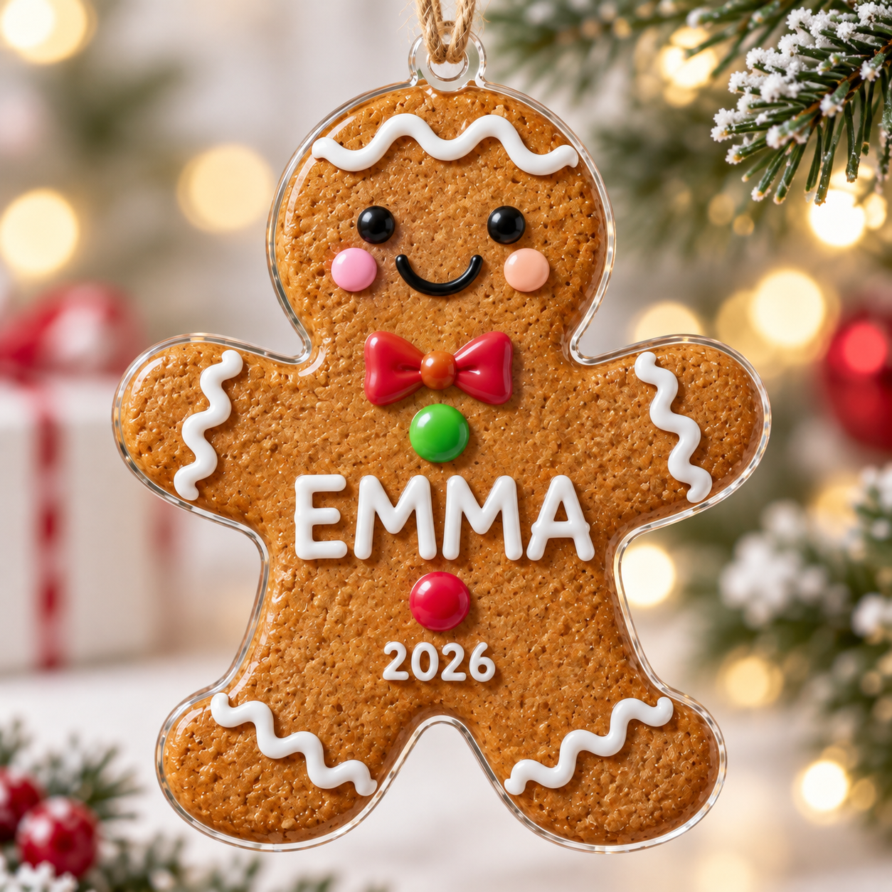 Personalized Gingerbread Name Christmas Ornament