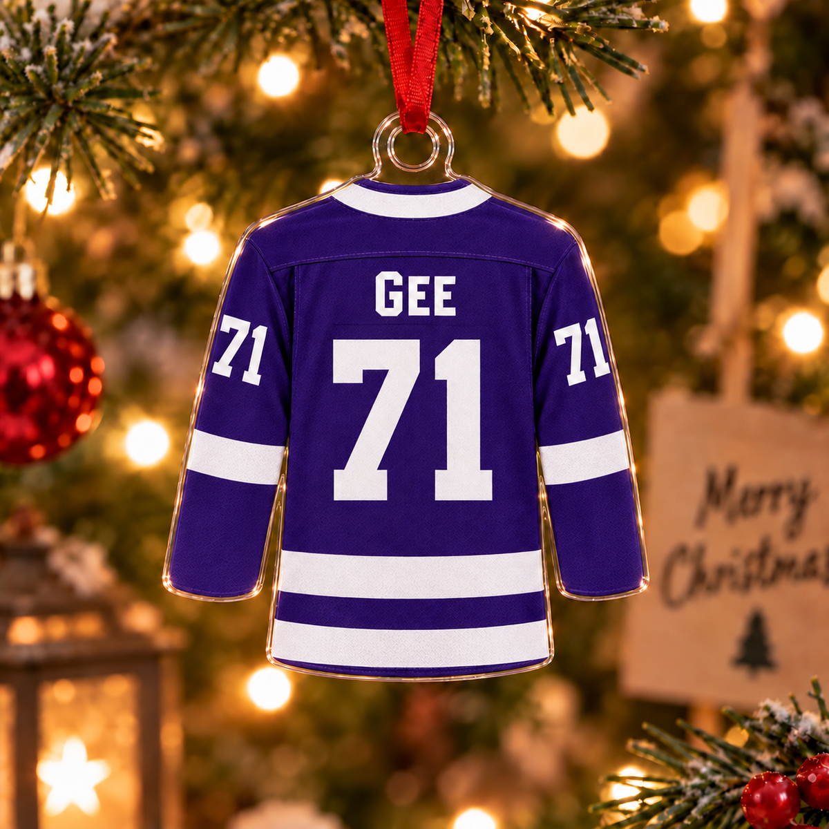 Personalized Hockey Jersey Christmas Ornament - Front & Back