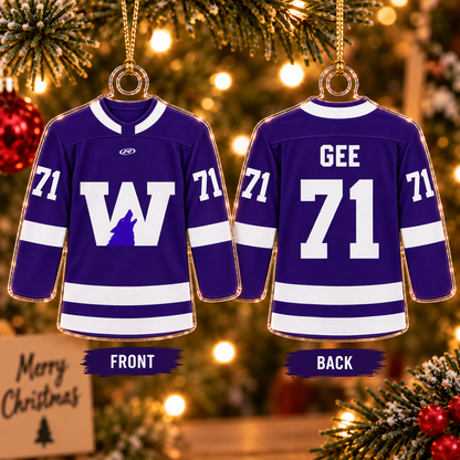 Personalized Hockey Jersey Christmas Ornament - Front & Back