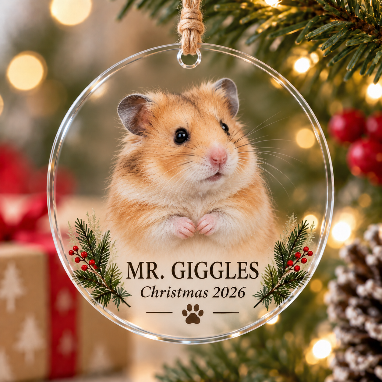 Custom Pet Photo Christmas Ornament