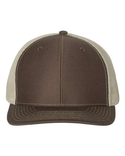 Custom Richardson 112 Brown and beige trucker cap on a white background