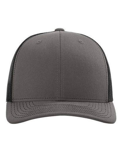 Custom Richardson 112 Gray cap with mesh back on a white background