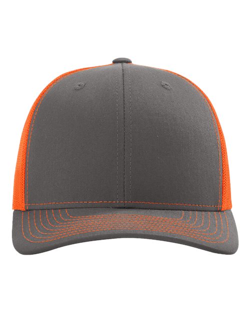 Custom Richardson 112 Gray and orange cap on a white background