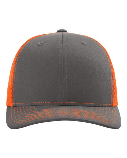 Custom Richardson 112 Gray and orange cap on a white background