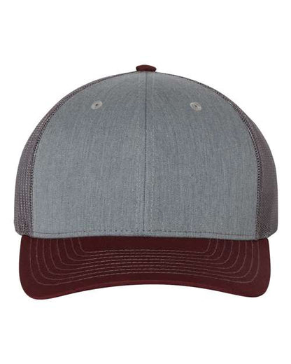 Custom Richardson 112 Gray and maroon cap on a white background