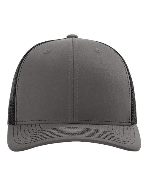 Custom Richardson 112 Gray cap with mesh back on a white background