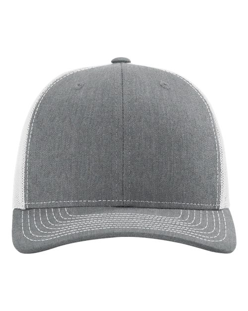 Custom Richardson 112 Gray cap with white mesh back on a white background