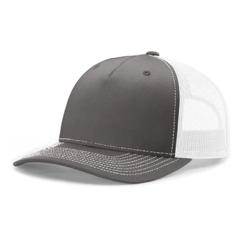 Richardson 112FP 5-Panel Premium Trucker Snapback Hat - Charcoal-White