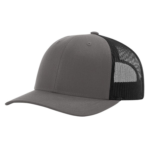 Richardson 115 Low Pro Trucker Cap, Snapback Hat - Charcoal-Black