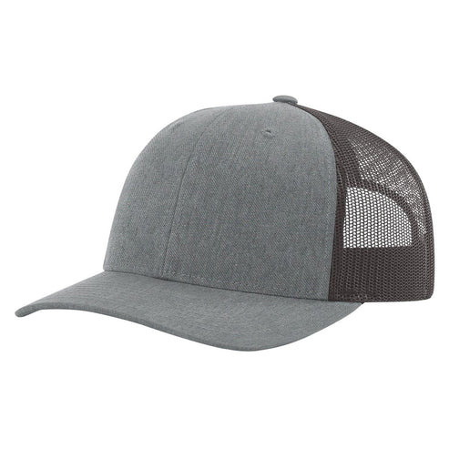 Richardson 115 Low Pro Trucker Cap, Snapback Hat - Heather Grey-Dark Charcoal