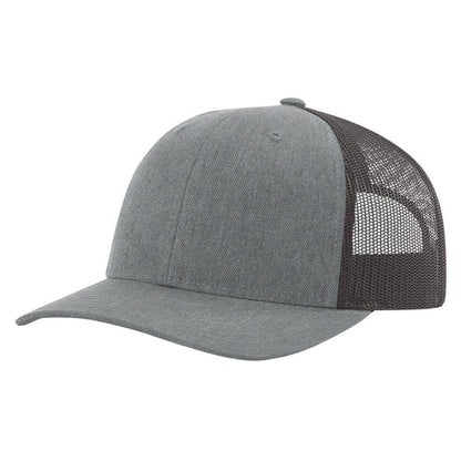 Richardson 115 Low Pro Trucker Cap, Snapback Hat - Heather Grey-Dark Charcoal