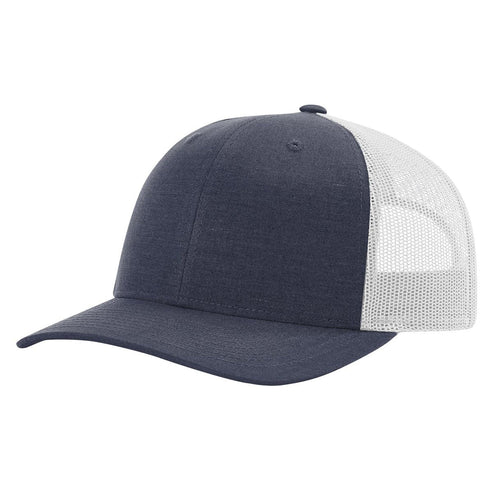 Richardson 115 Low Pro Trucker Cap, Snapback Hat - Heather Navy-Light Grey