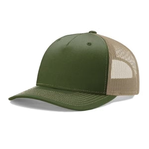 Richardson 112FP 5-Panel Premium Trucker Snapback Hat - Army Green-Olive Tan