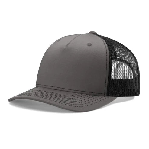Richardson 112FP 5-Panel Premium Trucker Snapback Hat - Charcoal-Black