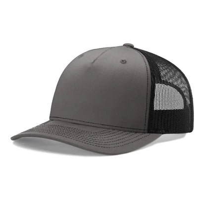 Richardson 112FP 5-Panel Premium Trucker Snapback Hat - Charcoal-Black