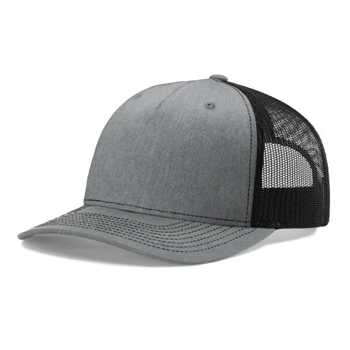 Richardson 112FP 5-Panel Premium Trucker Snapback Hat - Heather Grey-Black