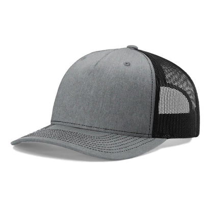 Richardson 112FP 5-Panel Premium Trucker Snapback Hat - Heather Grey-Black