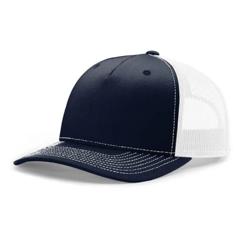 Richardson 112FP 5-Panel Premium Trucker Snapback Hat - Navy-White