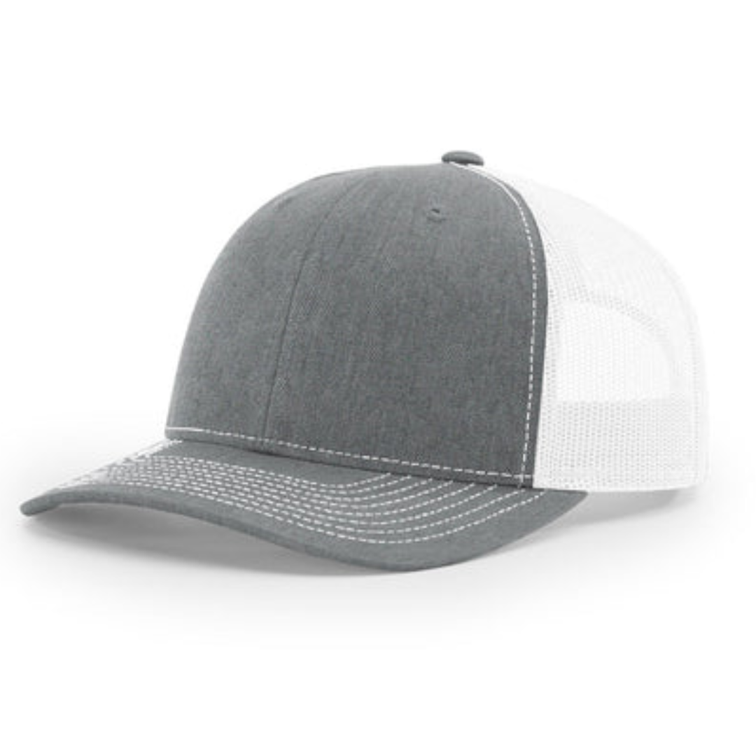 Richardson 112Y Youth Trucker Hat Snapback Hat - Heather Grey-White