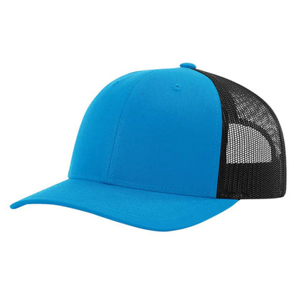Richardson 115 Low Pro Trucker Cap, Snapback Hat - Cyan-Black