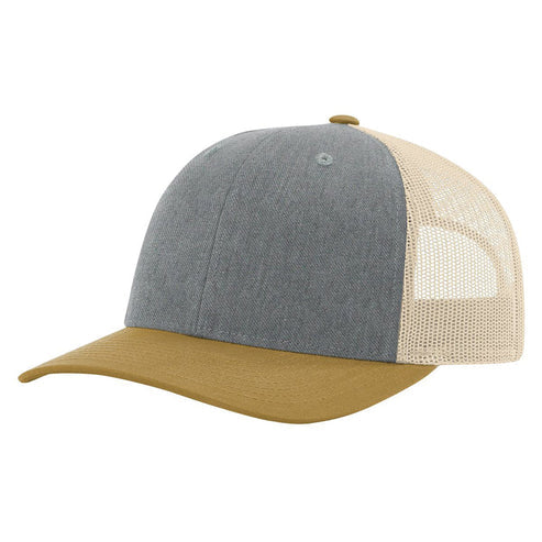 Richardson 115 Low Pro Trucker Cap, Snapback Hat - Heather Grey-Birch