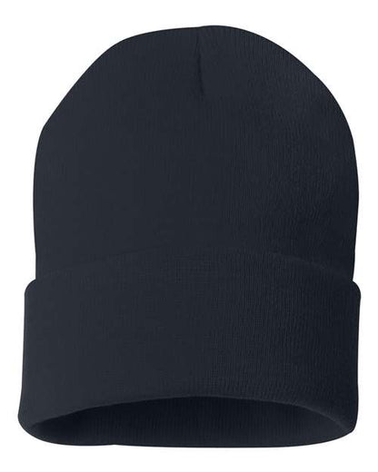 Navy beanie on a white background