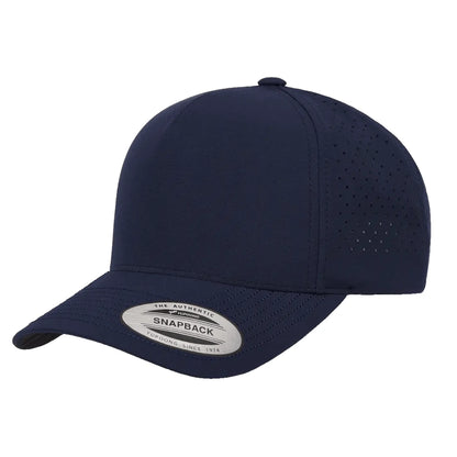 Yupoong 5389AP - 5 Panel Perforated Snapback Hat-Heather Grey-Black-Navy-White 403 Custom Cuts