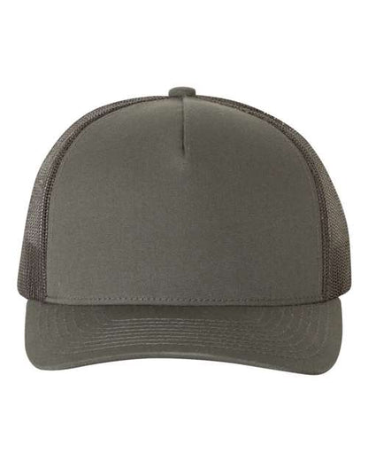 Gray trucker cap with mesh back on a white background