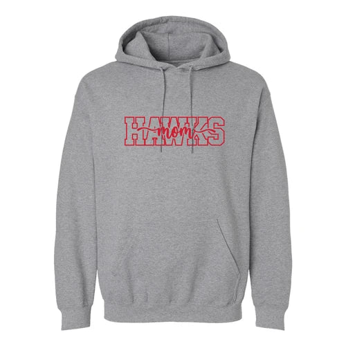 Grey Calgary Hawks Mom hoodie with chest lettering