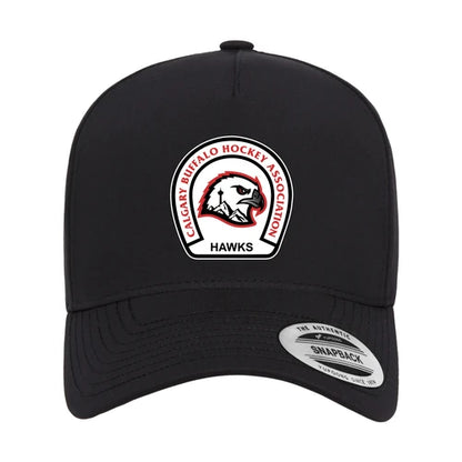 Black Yupoong 5389AP perforated snapback hat with Calgary Hawks crest