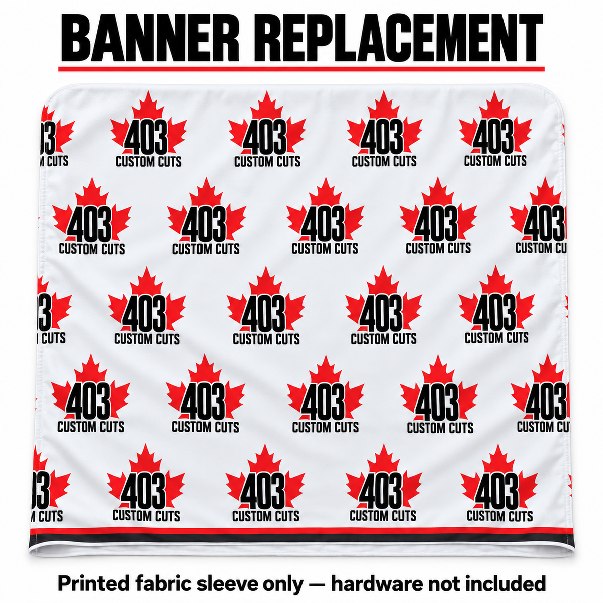 403 Custom Cuts 8 ft by 8 ft replacement printed fabric sleeve mockup, hardware not included