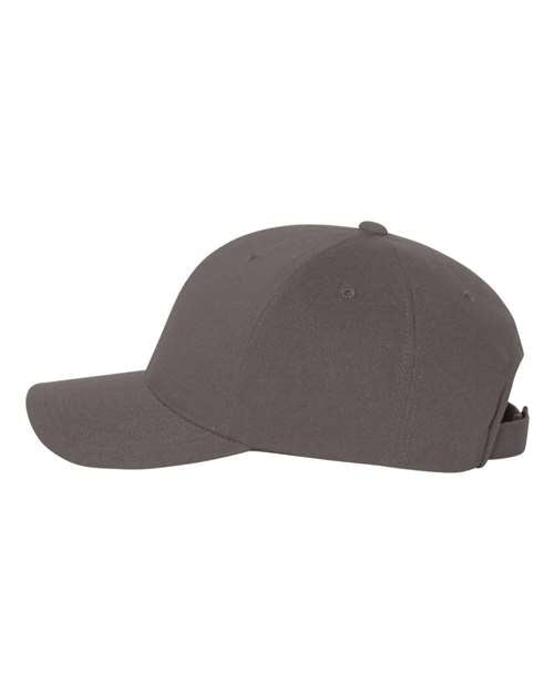 Flexfit 110C hook-and-loop baseball hat in Grey, angled side view.