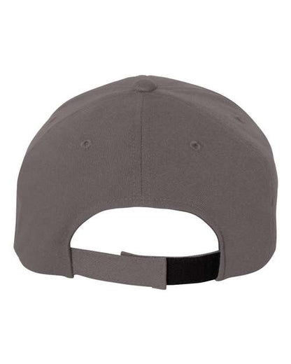 Flexfit 110C hook-and-loop baseball hat in Grey, back view.