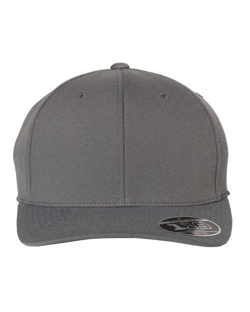 Flexfit 110C hook-and-loop baseball hat in Grey, front view.
